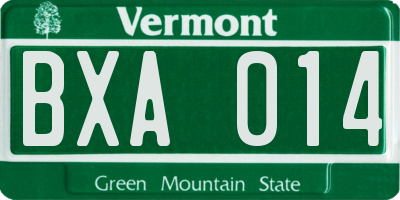VT license plate BXA014