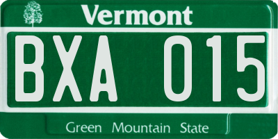 VT license plate BXA015