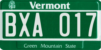 VT license plate BXA017