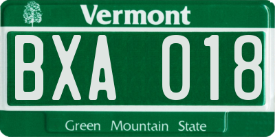 VT license plate BXA018