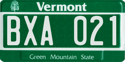 VT license plate BXA021