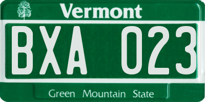 VT license plate BXA023