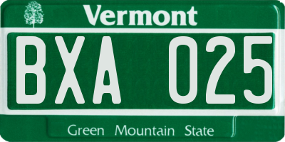 VT license plate BXA025