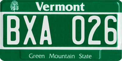 VT license plate BXA026