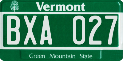 VT license plate BXA027