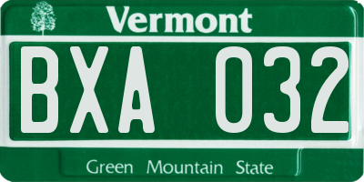 VT license plate BXA032