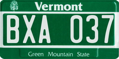 VT license plate BXA037