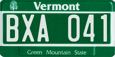 VT license plate BXA041