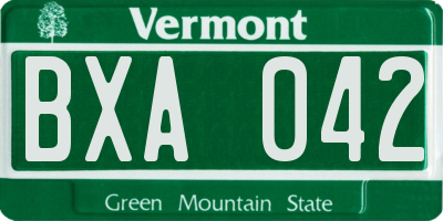 VT license plate BXA042