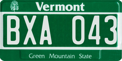 VT license plate BXA043