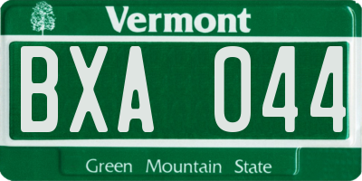 VT license plate BXA044