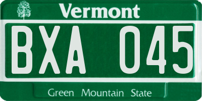 VT license plate BXA045