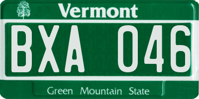 VT license plate BXA046