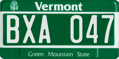 VT license plate BXA047
