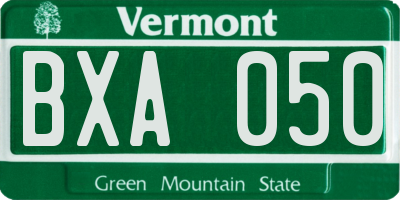 VT license plate BXA050