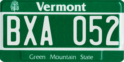 VT license plate BXA052