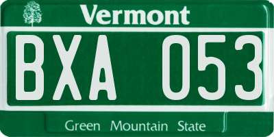 VT license plate BXA053