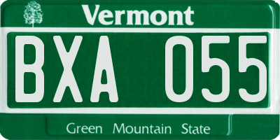 VT license plate BXA055