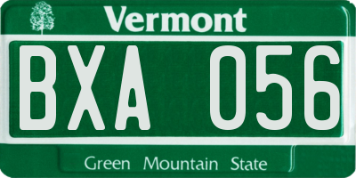 VT license plate BXA056