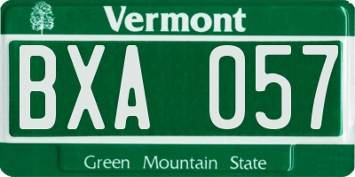 VT license plate BXA057