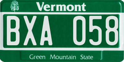 VT license plate BXA058