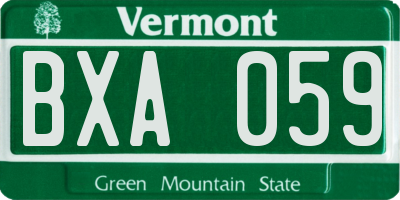 VT license plate BXA059