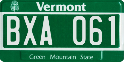 VT license plate BXA061