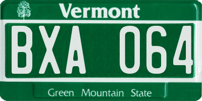 VT license plate BXA064