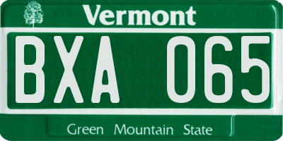 VT license plate BXA065