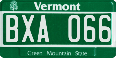 VT license plate BXA066
