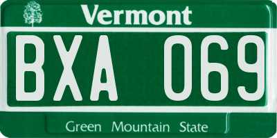 VT license plate BXA069