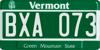 VT license plate BXA073
