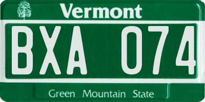 VT license plate BXA074