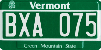 VT license plate BXA075