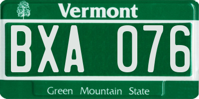 VT license plate BXA076