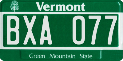 VT license plate BXA077