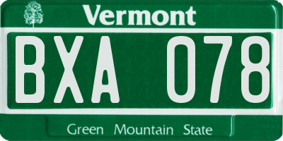 VT license plate BXA078