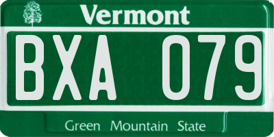 VT license plate BXA079