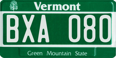 VT license plate BXA080