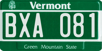 VT license plate BXA081