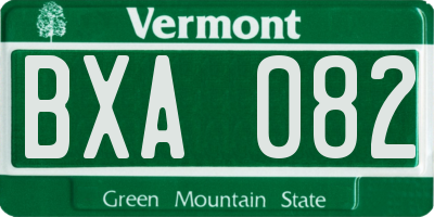VT license plate BXA082