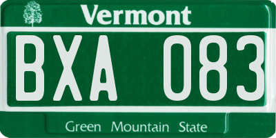 VT license plate BXA083