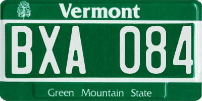 VT license plate BXA084