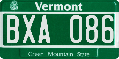 VT license plate BXA086