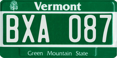VT license plate BXA087