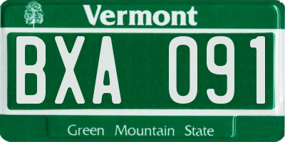 VT license plate BXA091