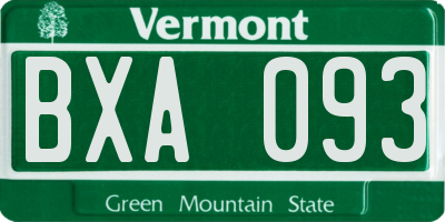 VT license plate BXA093