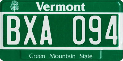 VT license plate BXA094