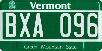 VT license plate BXA096