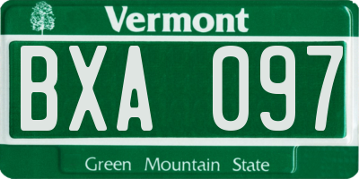 VT license plate BXA097